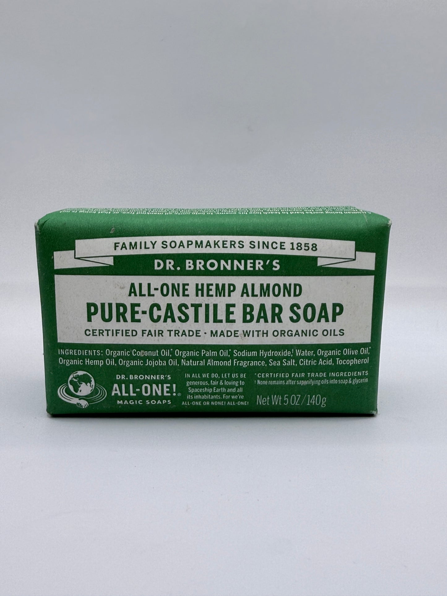 Dr Bronner's bar of soap All-One Hemp Almond