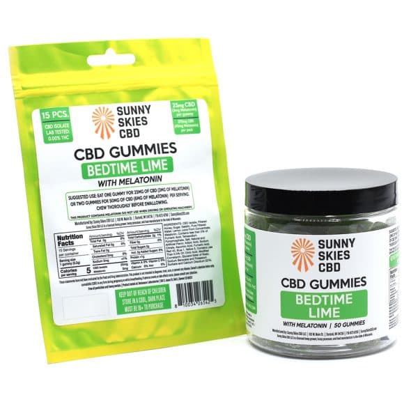 Sunny Skies CBD 25mg Bedtime Lime CBD Isolate Gummies