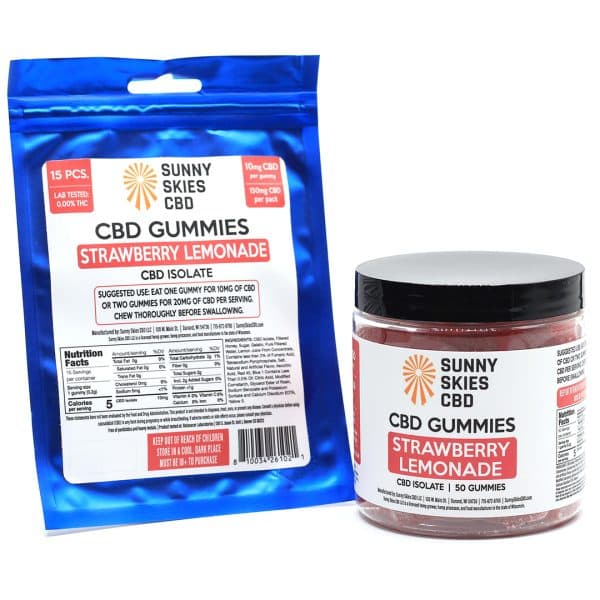 Sunny Skies CBD 10mg Strawberry Lemonade CBD Isolate Gummies