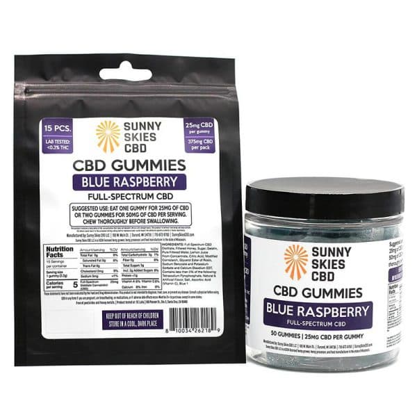 Sunny Skies CBD 25mg Full-Spectrum CBD Gummies — Blue Raspberry