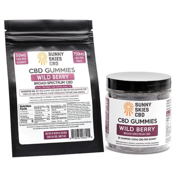 Sunny Skies CBD 50mg Broad-Spectrum CBD Gummies — Wild Berry