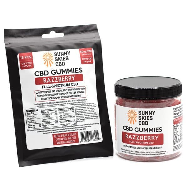 Sunny Skies CBD 50mg Full-Spectrum CBD Gummies — Razzberry