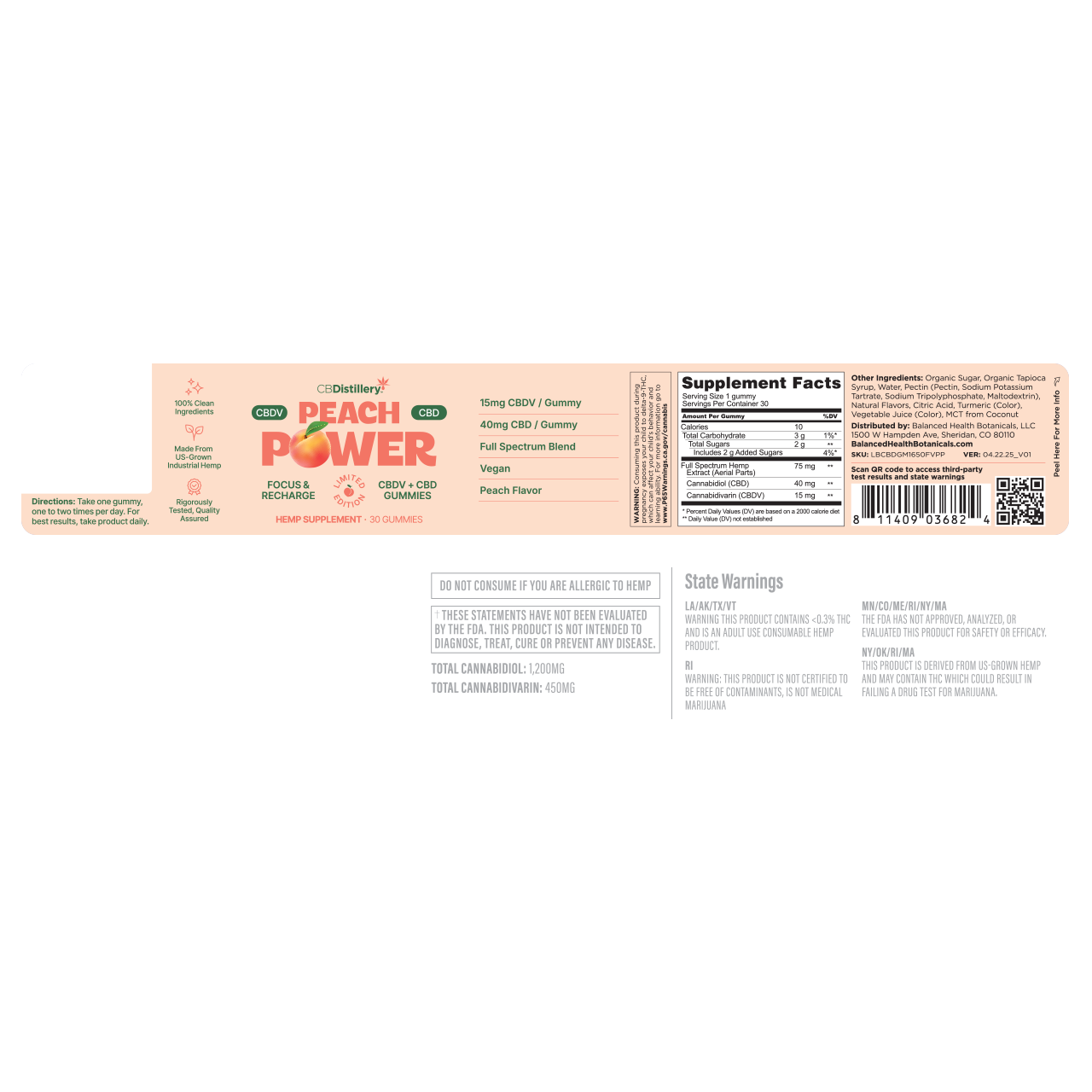 CBDistillery Peach Power Gummies | CBDv + CBD – Limited Edition