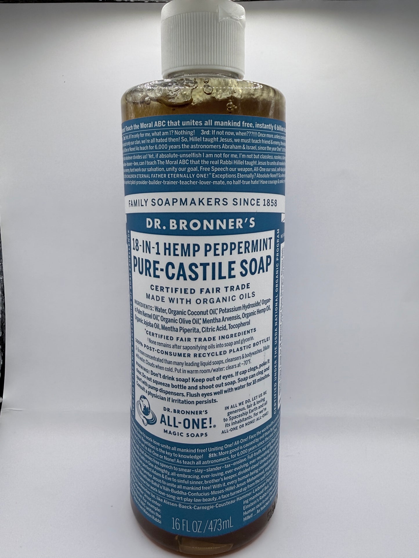 Dr Bronner's Peppermint Liquid Castile Soap